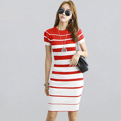 Elegant Stripe Knitted Dress