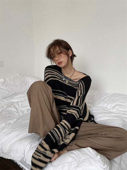 Gothic Striped Loose Sweater