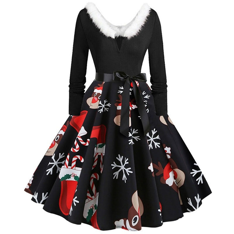 Women Long Sleeve Christmas Party Dress