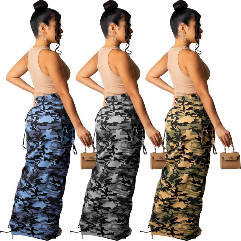 Sexy Camo Bodycon Long Skirt