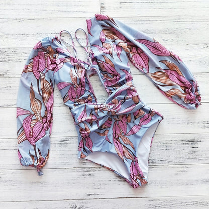 Vintage Floral Print Swimsuit