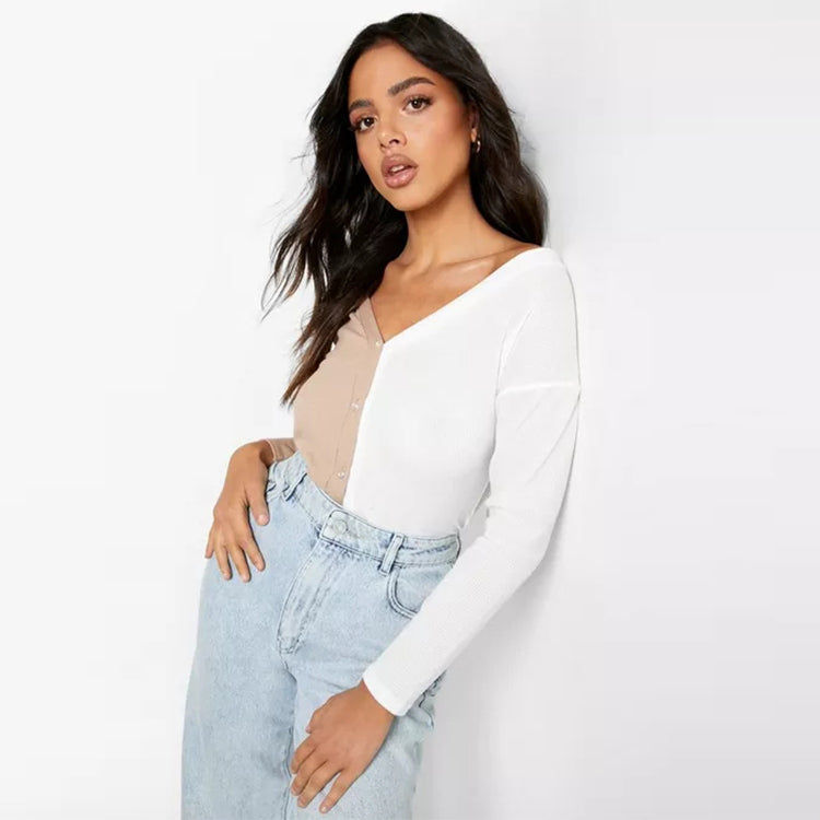 Let’s Talk Love Off-the-Shoulder Button-Up Top