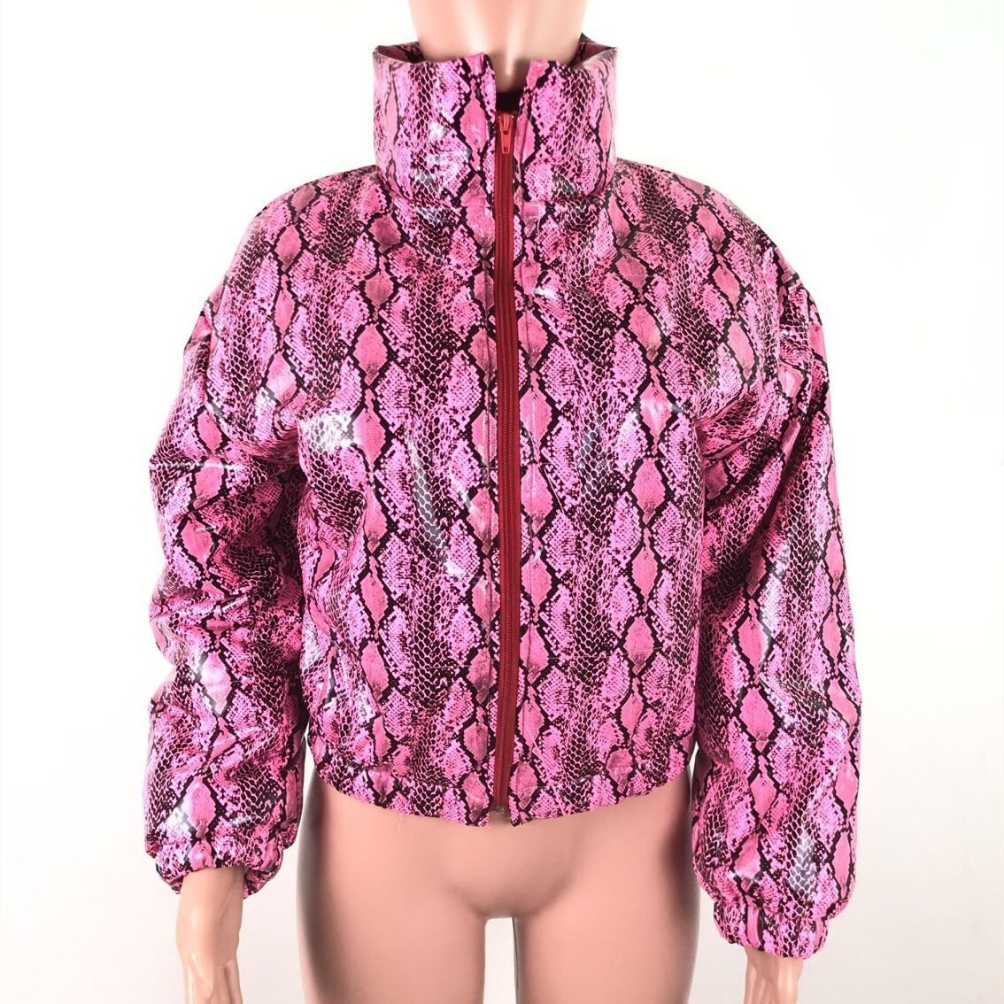 Snake Print Puffer Jacket