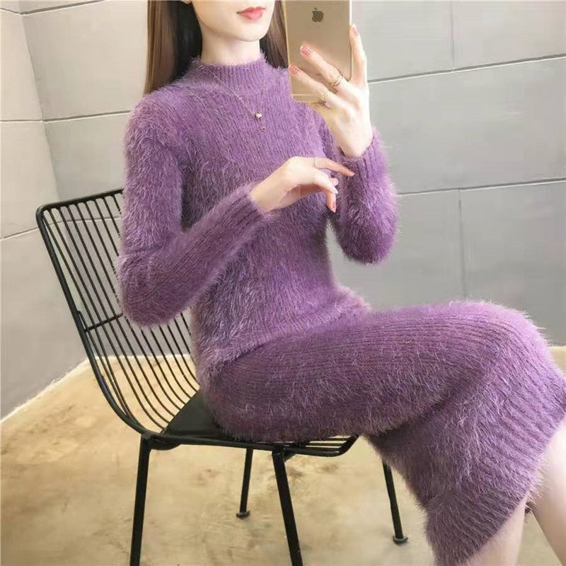 Warm Turtleneck Sweater Dress