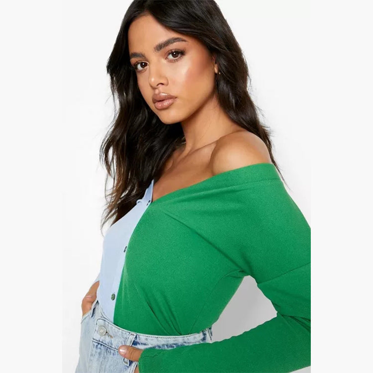 Let’s Talk Love Off-the-Shoulder Button-Up Top