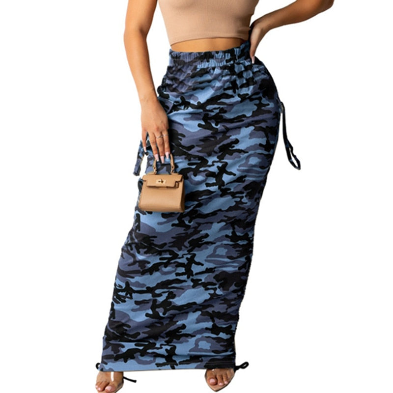 Sexy Camo Bodycon Long Skirt