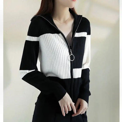 Striped Slim Knitted Cardigan