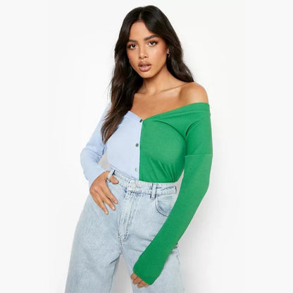 Let’s Talk Love Off-the-Shoulder Button-Up Top