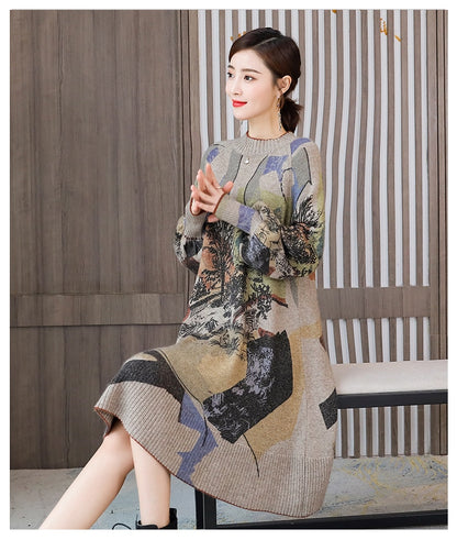 Women Vintage Casual Midi Dress