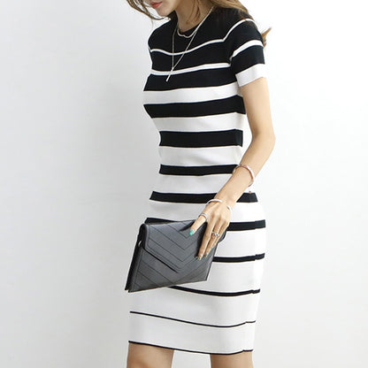 Elegant Stripe Knitted Dress