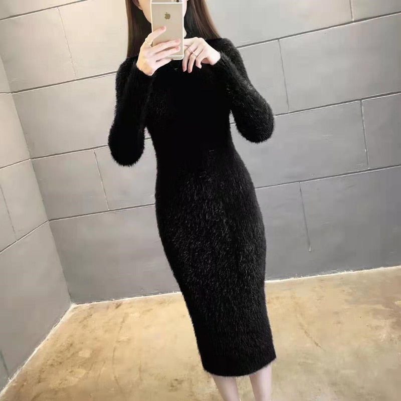 Warm Turtleneck Sweater Dress