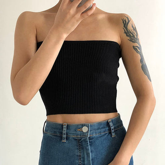 Emily in Paris Outfit Solid Strapless Tube Tops