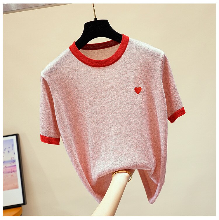 Women Knitted Casual Short Sleeves Top
