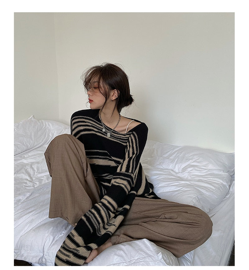 Gothic Striped Loose Sweater
