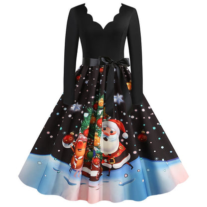 Women Long Sleeve Christmas Party Dress