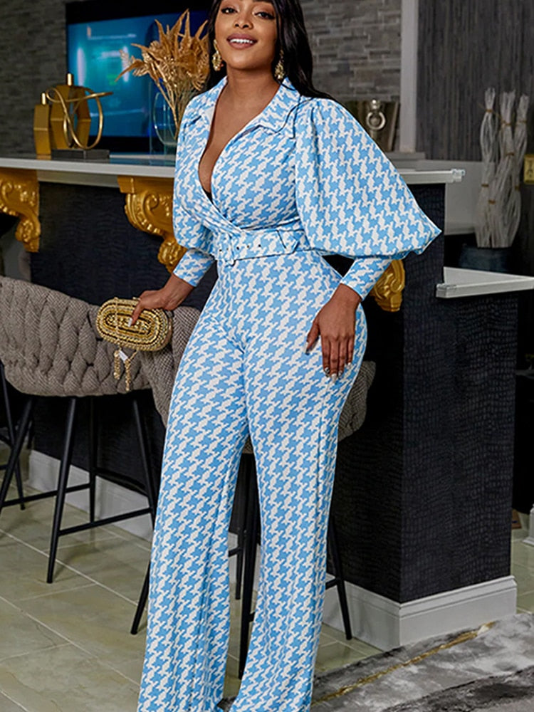 Elegant Puff V-Neck 2 Pieces Set