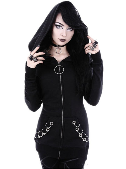 Punk Hooded Zipper Jacket