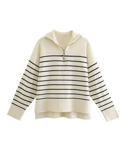 Women Fashion Loose Striped Sweaters