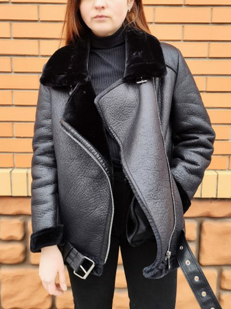 Sheepskin Fur Leather Jacket