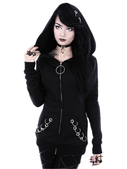 Punk Hooded Zipper Jacket