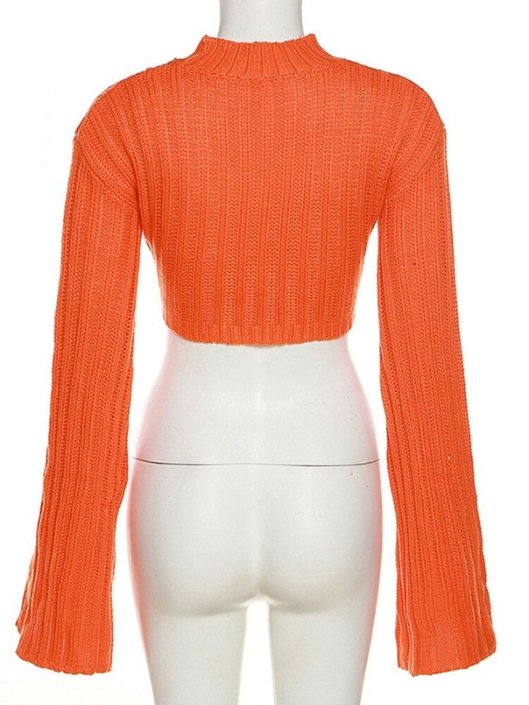 Flare Sleeve Knitted Sweater