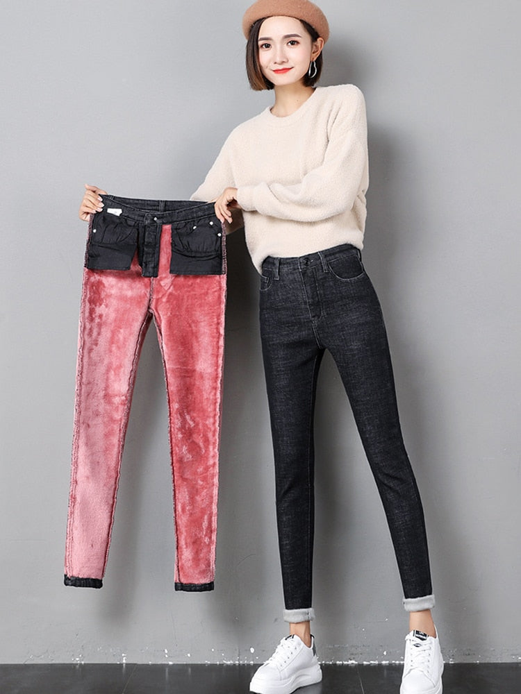 Women's Casual Velvet Jeans