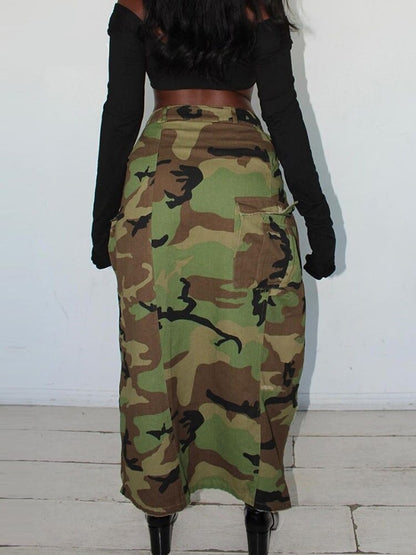 Fashion Camouflage Pocket Skirt