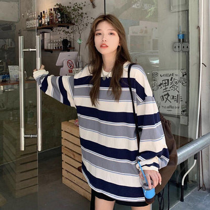 Fashion Striped Oversized Sweatshirt