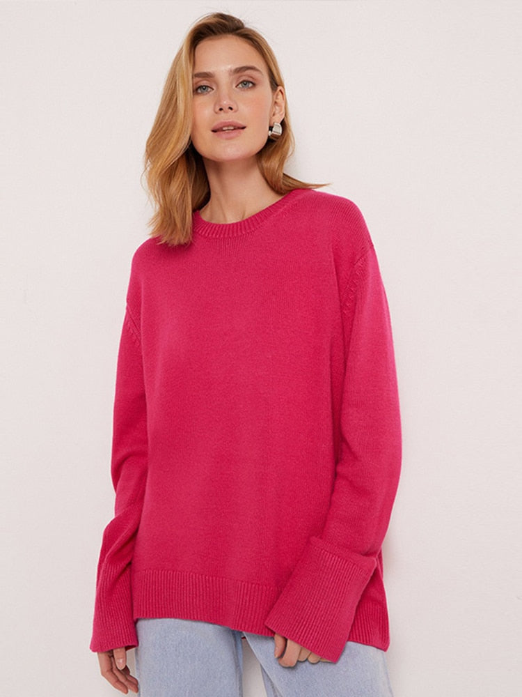 Knitted O-neck Loose Pullovers