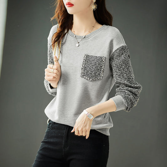 Fashion Patchwork O-neck Sweatshirt