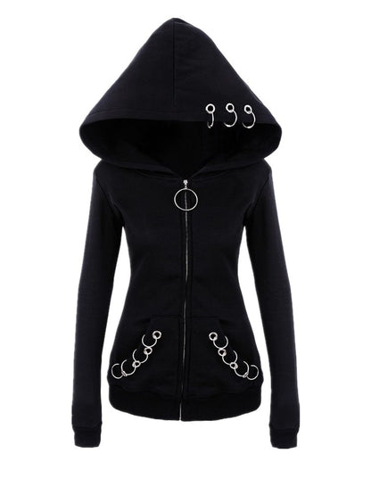 Punk Hooded Zipper Jacket