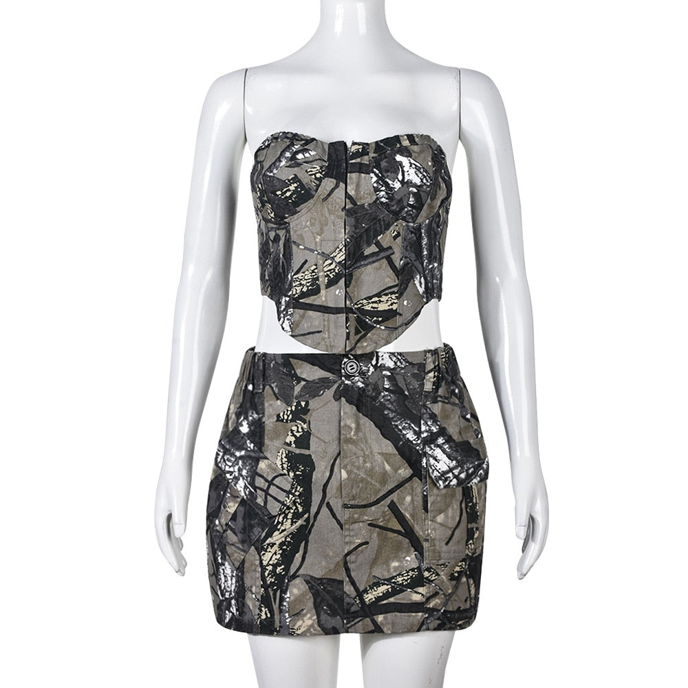 Camouflage Print Two Piece Set