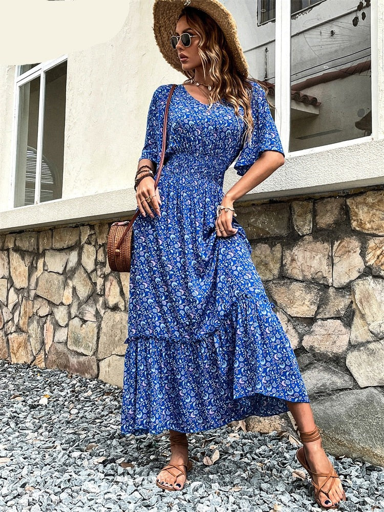 Women Flower Print Long Dress