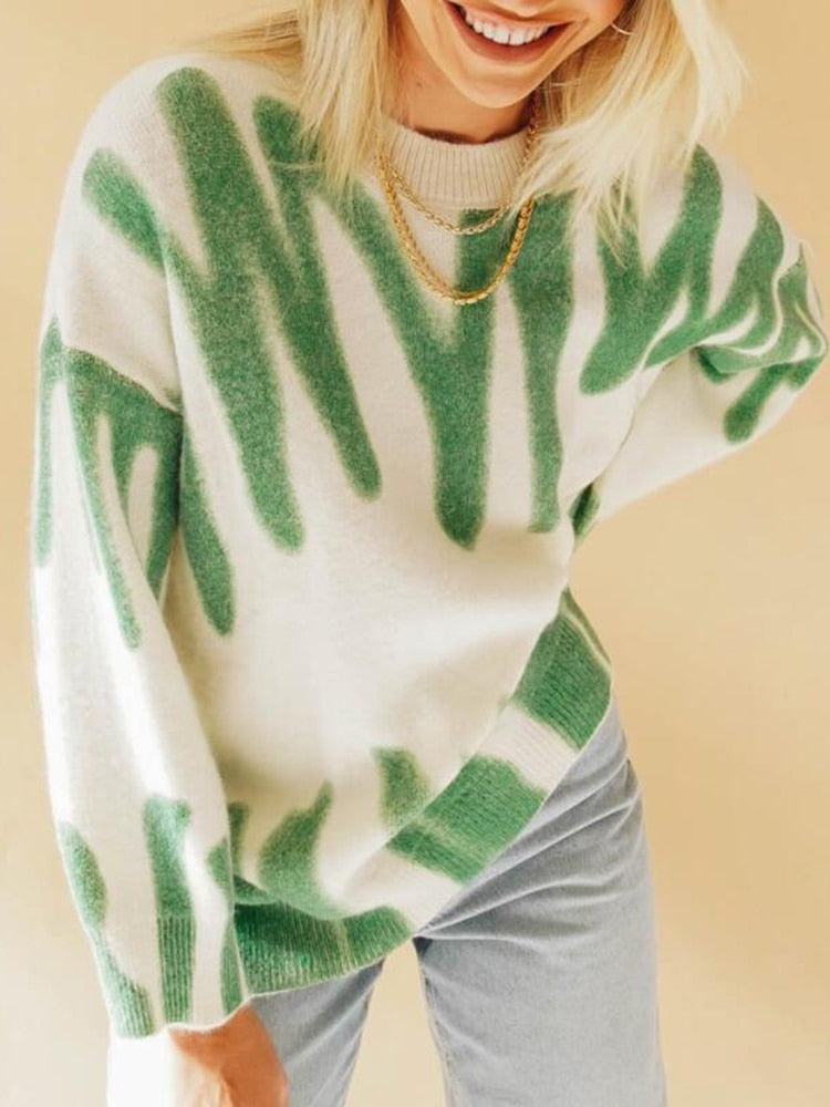 Elegant Print Knitted Sweater