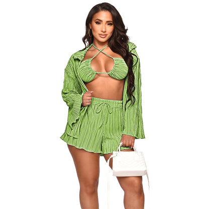 Solid Lapel Sexy 3 Piece Set