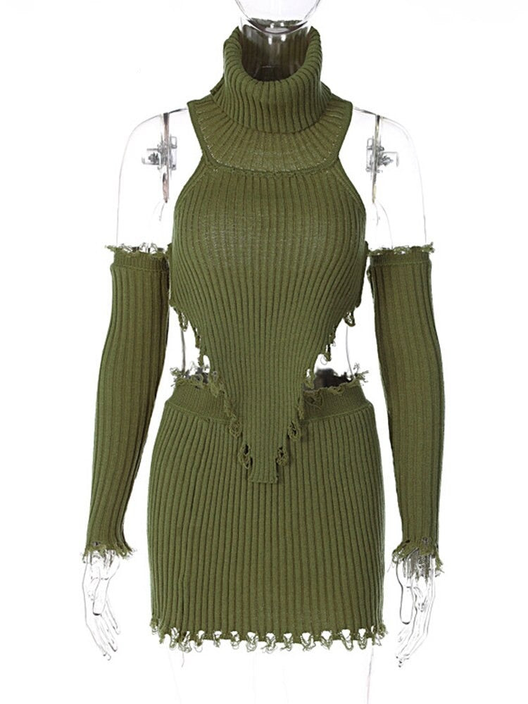 Sexy Turtleneck Knit 2 Piece Set