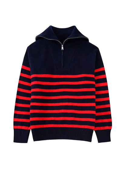 Women Fashion Loose Striped Sweaters