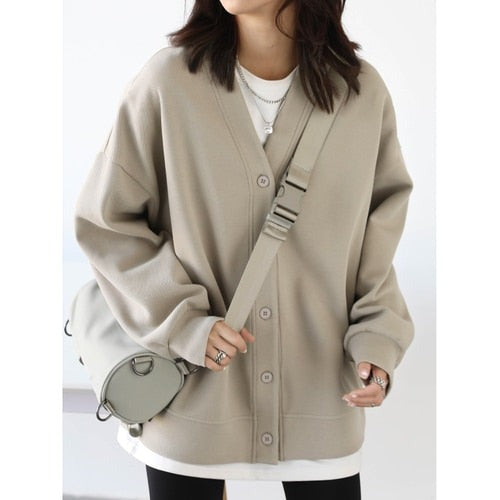 Warm V-neck Loose Sweatshirt