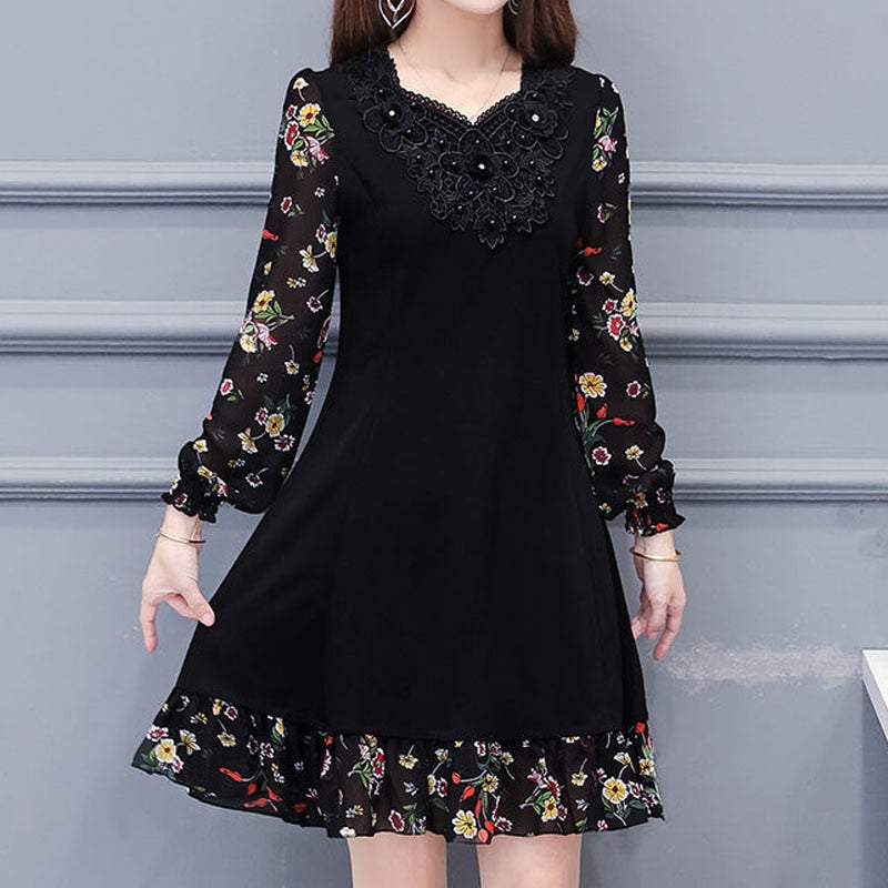 Elegant Embroidery O-Neck Dress