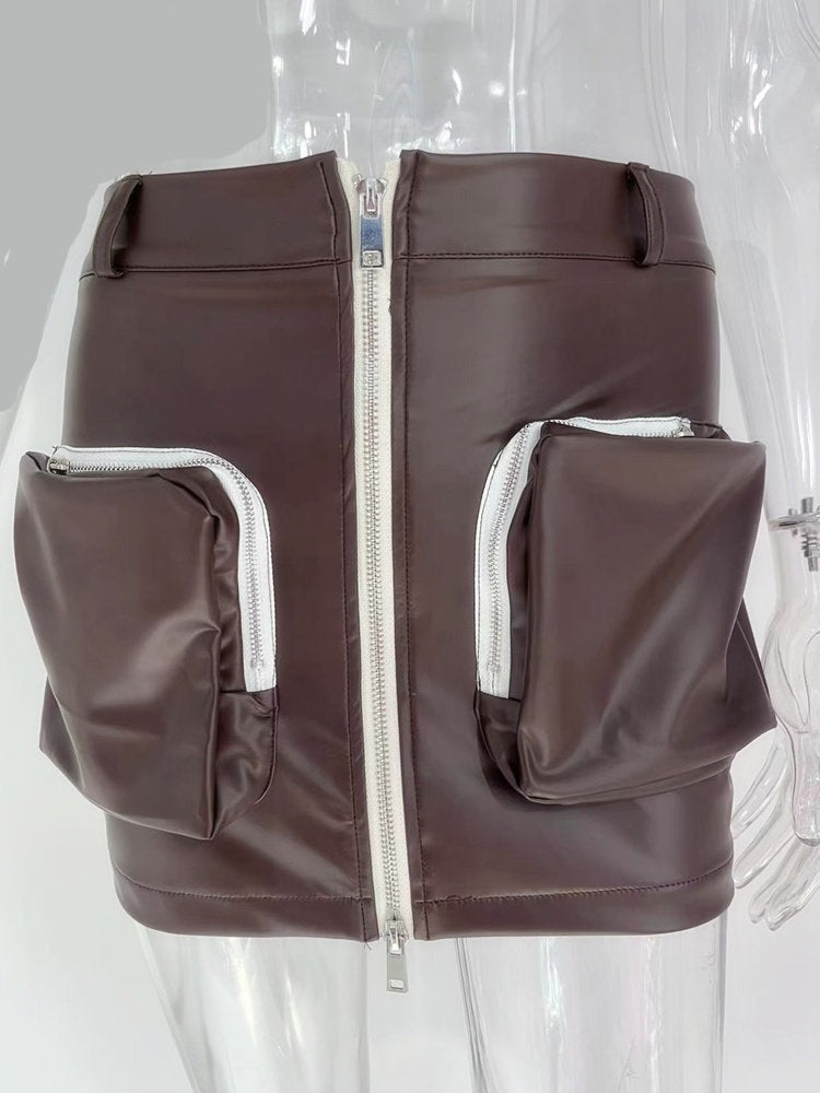 Sexy Pockets Brown Mini Skirt