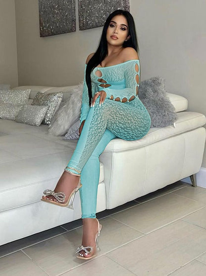 Leopard Mesh Sheer Jumpsuit