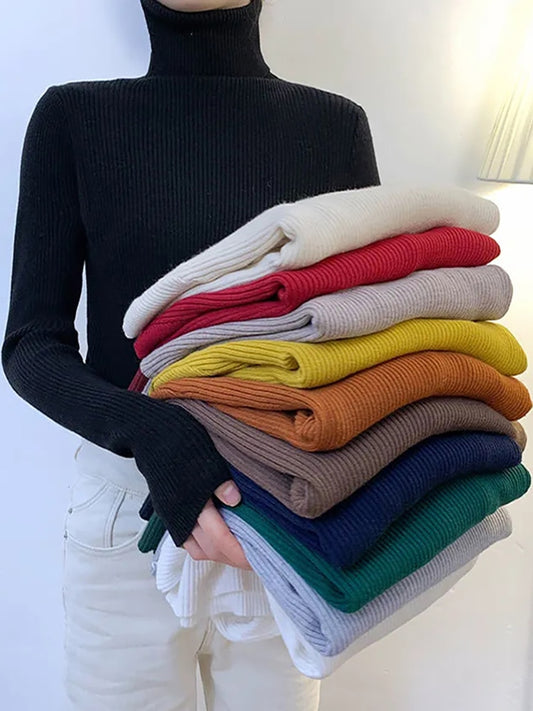 Women's Long Sleeve Pullover Turtleneck Sweater