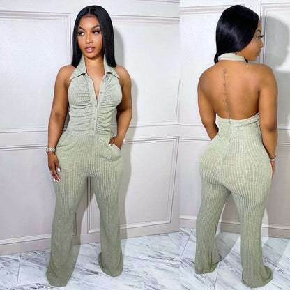 Sexy Backless Knitted Jumpsuit