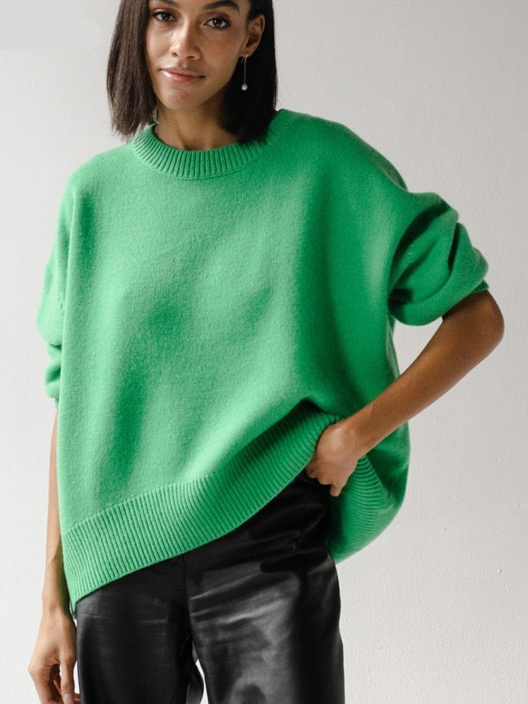 Knitted O-neck Loose Pullovers