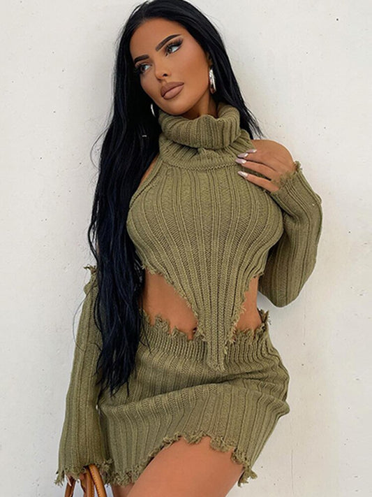 Sexy Turtleneck Knit 2 Piece Set