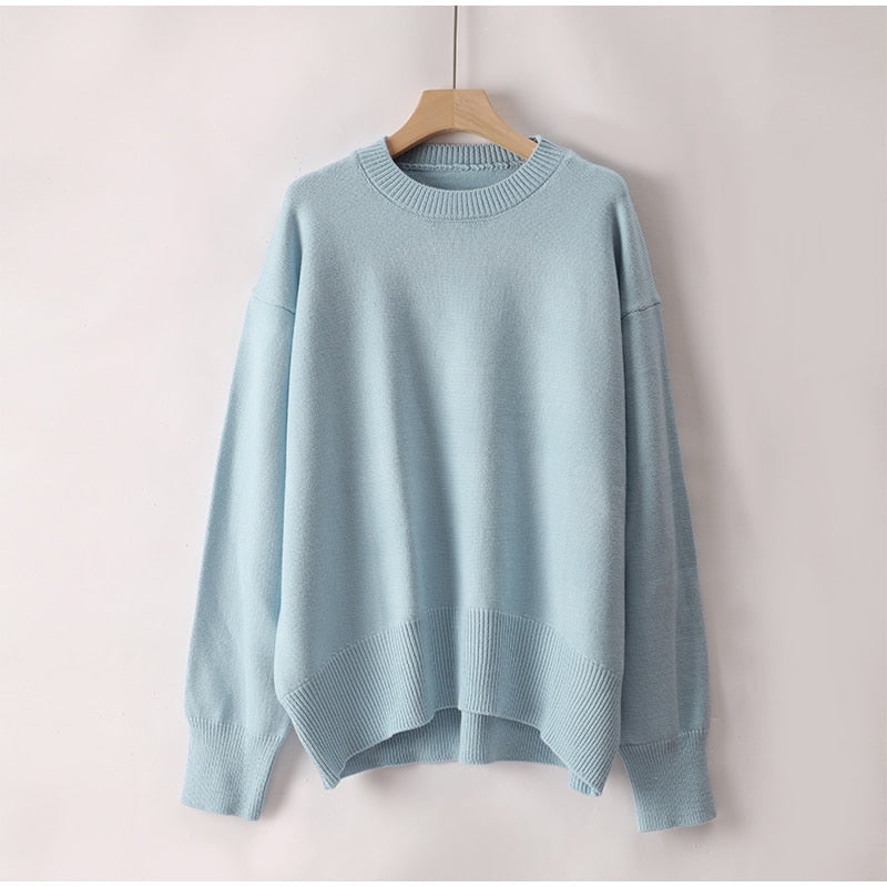 Knitted O-neck Loose Pullovers