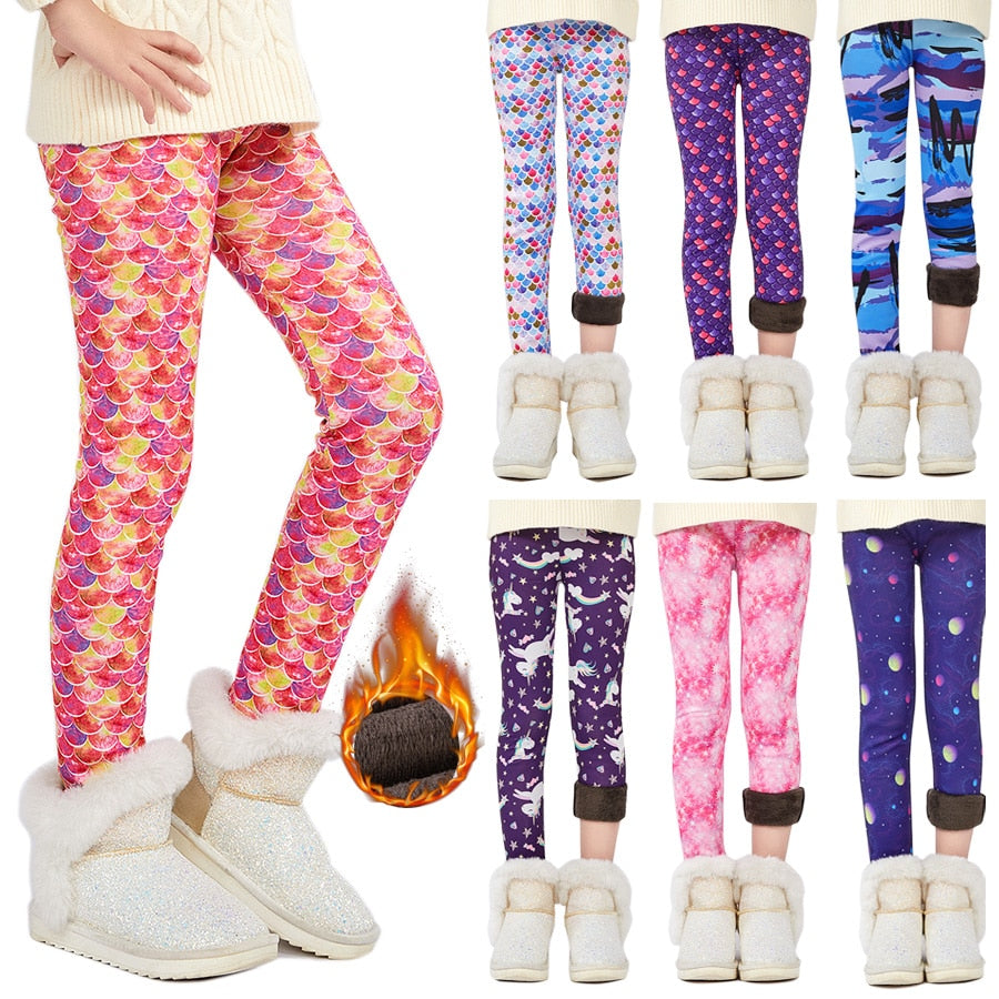 Girls Warm Fleece Lined leggings