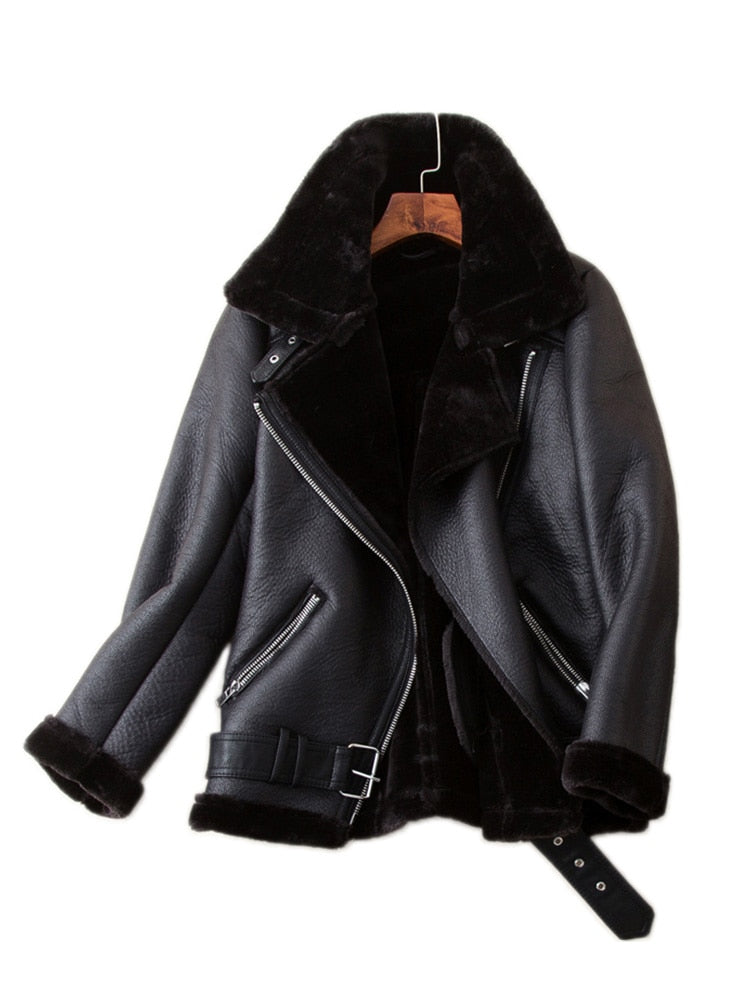 Sheepskin Fur Leather Jacket