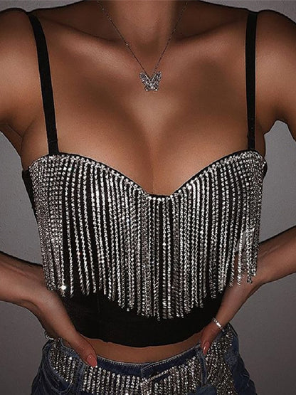 Emily in Paris Outfit Sexy Diamond Tassel Top