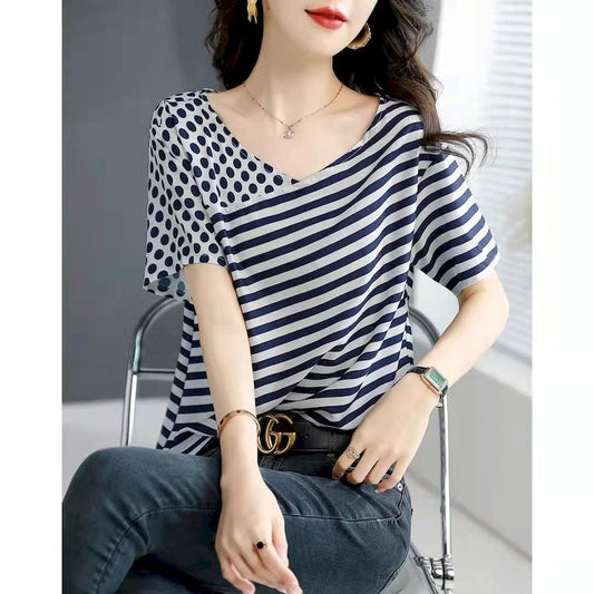 Fashion Striped Polka Dot T Shirt